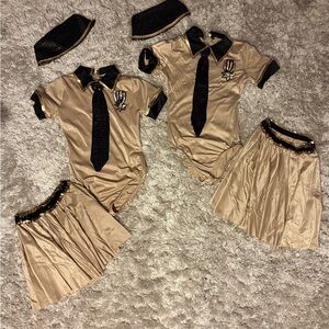 Tan-Gold and Black Kids Dance Costumes
